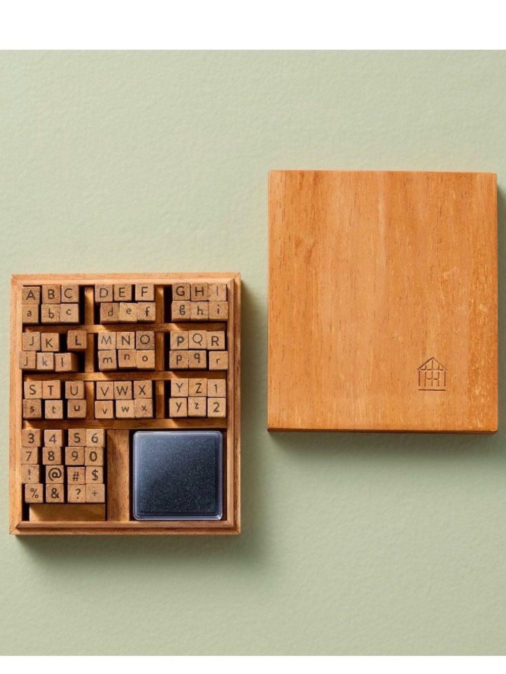 Target Hearth & Hand with Magnolia T72pc Letter and Number Wood Stamp Set Brown